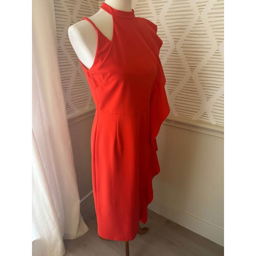 Topshop Women’s Size 8 Medium Red Ruffle Asymetrical Party Cocktail Dress - Picture 7 of 7